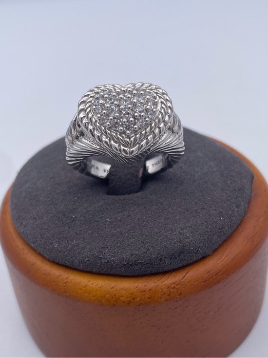 Judith Ripka Jewelry - Judith Ripka Sterling Silver 925 CZ Pave Heart Ring Thailand QVC Era Size 7